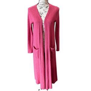 LuLaRoe Pink Heathered‎ Duster Cardigan Longline Open Front Pockets Small